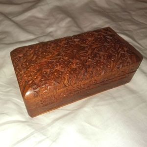 Hand carved wooden box NWOT
